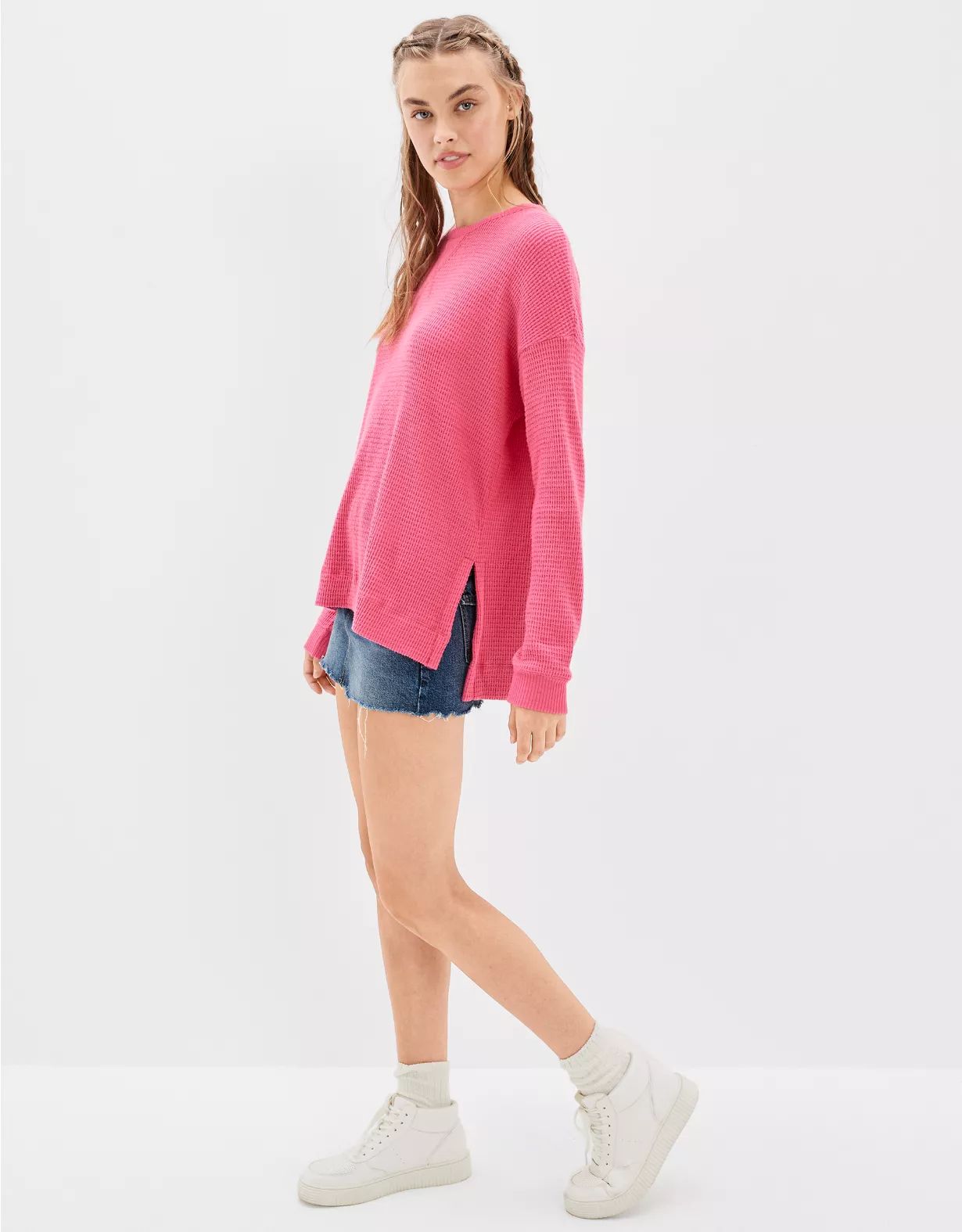 AE Oversized Long-Sleeve Plush T-Shirt | American Eagle Outfitters (US & CA)