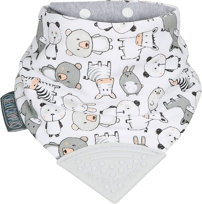 Cheeky Chompers Neckerchew Teething Bib, 2-in-1 Bandana Style Bib w/Food Grade Silicone Teether | Amazon (US)