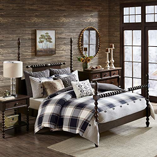 Madison Park Signature Cozy Comforter Set - All Season Bedding Combo Filled Insert and Removable Duvet Cover, Shams, Decorative Pillows, Plaid Brown/Black Queen (92 in x 96 in) 9 Piece | Amazon (US)