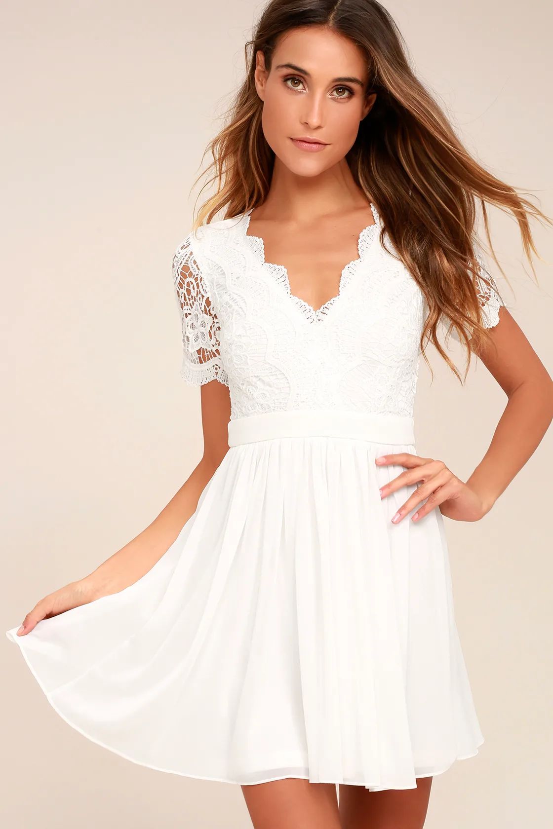 Angel in Disguise White Lace Skater Dress | Lulus (US)