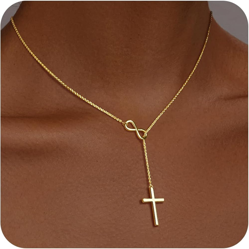 Easter Basket Stuffer Infinity Cross Necklace for Women, 14K Gold Plated Necklace Pendant Unique ... | Amazon (US)