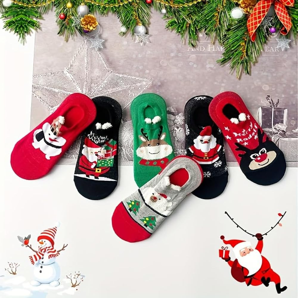 Amazon.com: 6 Pairs Cute Cartoon Christmas Socks for All Season Good Choice for Christmas Gifts a... | Amazon (US)