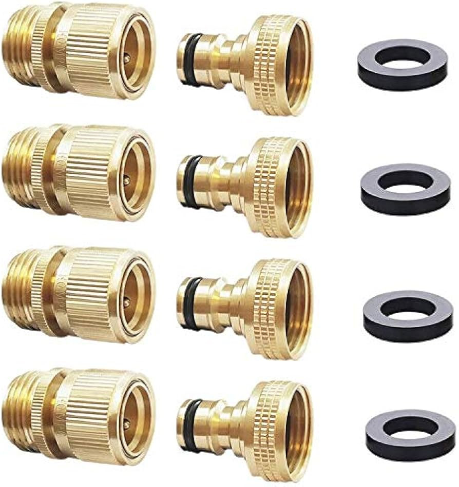HQMPC Male Garden Hose Quick Connect Solid Brass Quick Connector Garden Hose Fitting Water Hose C... | Amazon (US)