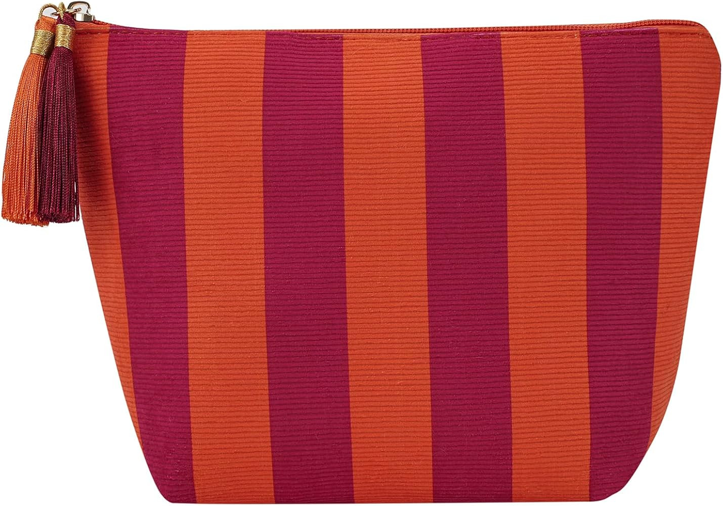 Corduroy Stripe Makeup Bag, Aesthetic Tassel Travel Cosmetic Bag with Zipper, Coquette Toiletry B... | Amazon (US)