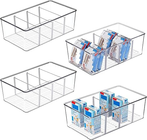 Vtopmart 4 Pack Food Storage Organizer Bins, Clear Plastic Bins for Pantry, Kitchen, Fridge, Cabi... | Amazon (US)