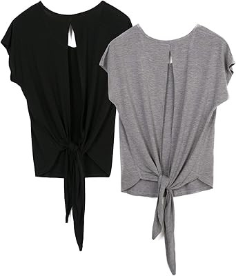 icyzone Open Back Workout Tops for Women - Athletic Activewear T-Shirts Exercise Yoga Shirts(Pack... | Amazon (US)