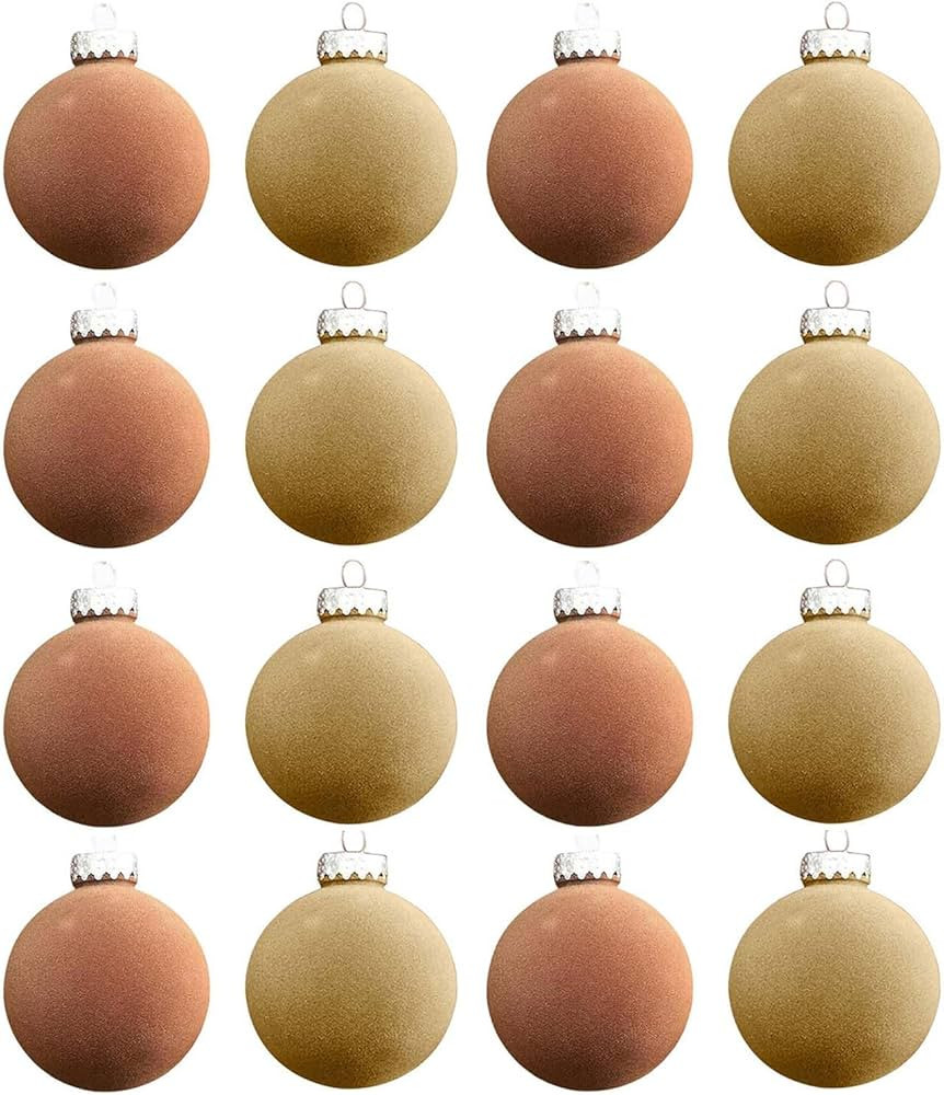 16Pcs Velvet Christmas Ornaments Christmas Tree Decorations, 2.4 Inch Flocked Christmas Ornaments... | Amazon (US)
