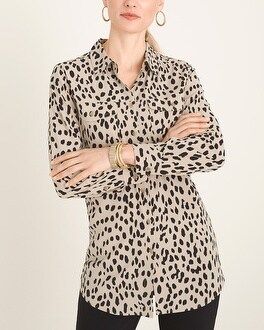 Silky Soft Dotted Cheetah-Print Utility Pocket Shirt | Chico's