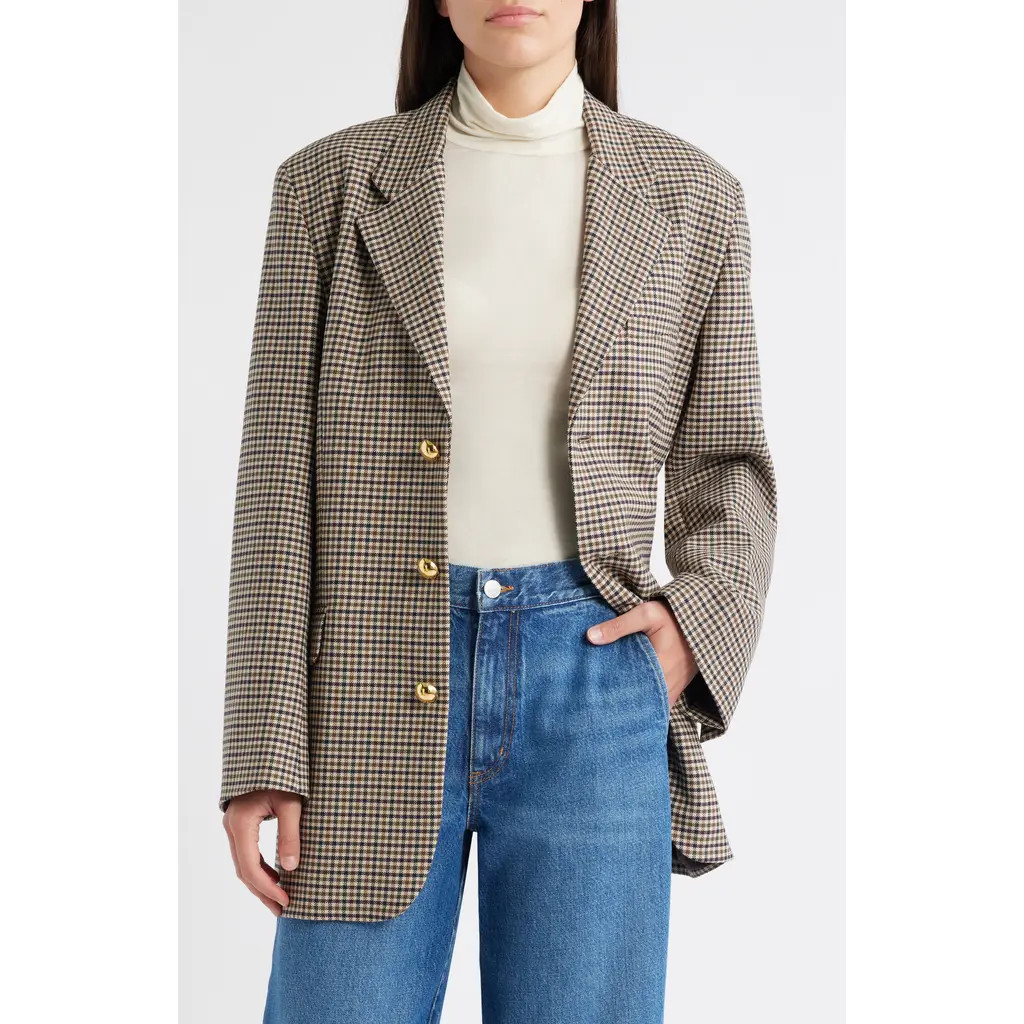 FRAME The Houndstooth Blazer in Navy Multi at Nordstrom, Size 4 | Nordstrom