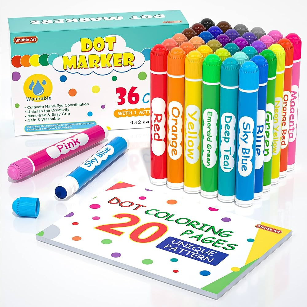 Shuttle Art Washable Dot Markers 36 Colors with Free Activity Book, Fun Art Supplies for Kids Tod... | Amazon (US)