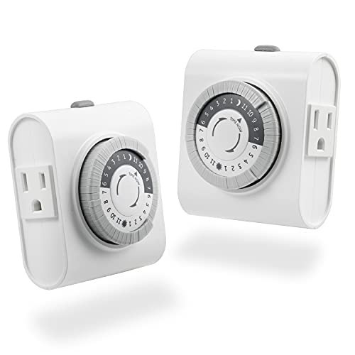 GE 24-Hour 2 Grounded Outlets Mechanical Outlet Timer, Timers for Electrical Outlets Indoor, Light Timers Indoor, Daily ON/OFF Cycle, Timer for Lights Inside, Christmas Tree Timer, 2 Pack, 46211 | Amazon (US)