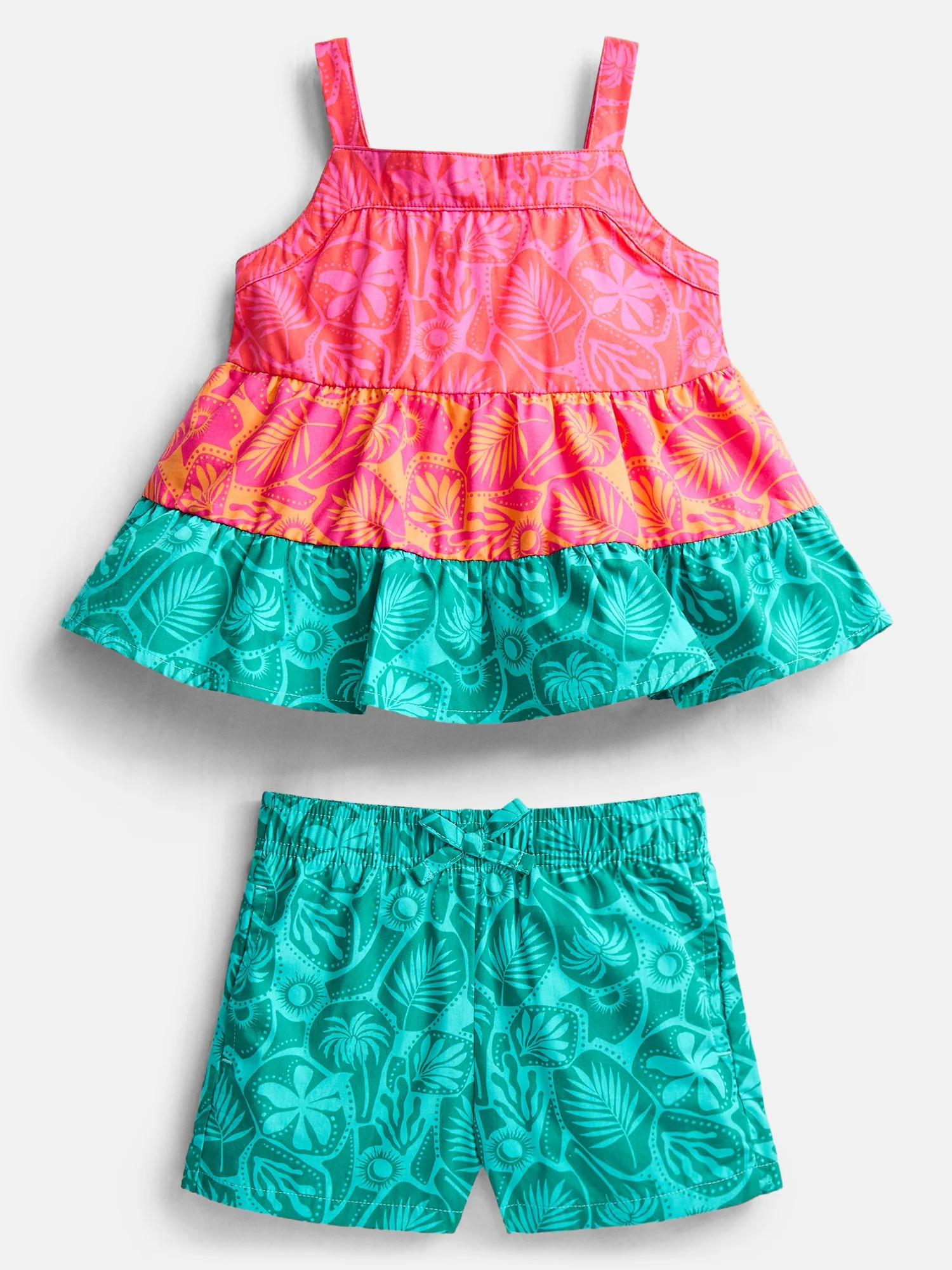 Wonder Nation Toddler Girl's Printed Tank Top with Matching Short, Sizes 12M-5T - Walmart.com | Walmart (US)