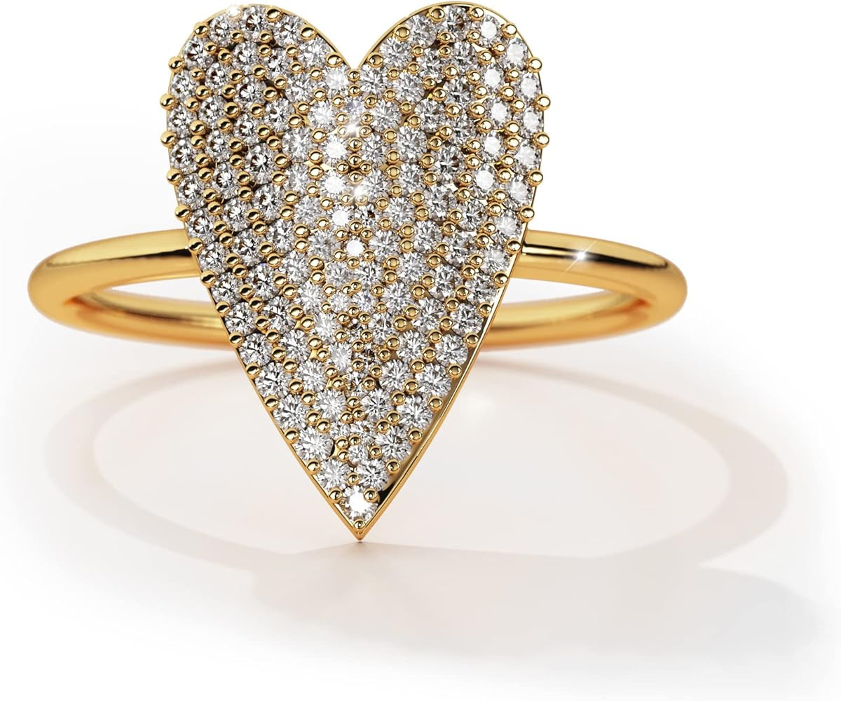 L & M Accessorize - 925 Sterling Silver 18K Yellow and White Gold Plated Heart Ring | Amazon (US)