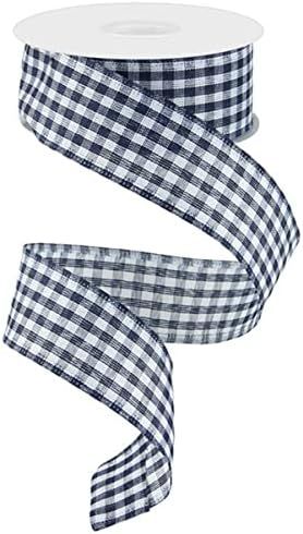 Craig Bachman Primitive Gingham Check Wired Edge Ribbon, 10 Yards (Navy Blue, White, 1.5inch) | Amazon (US)