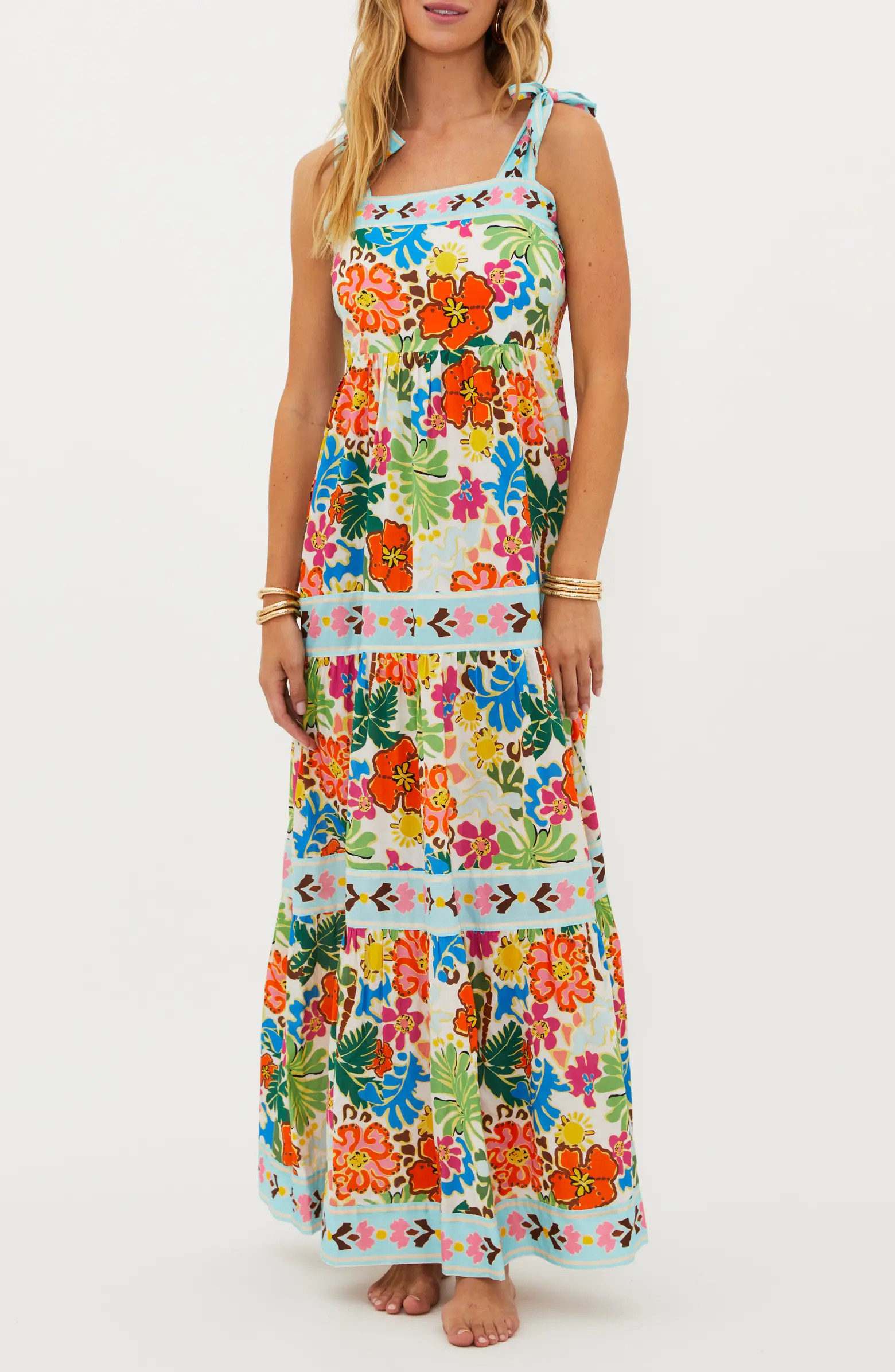 Beach Riot Floral Tie Strap Cotton Maxi Sundress | Nordstrom | Nordstrom