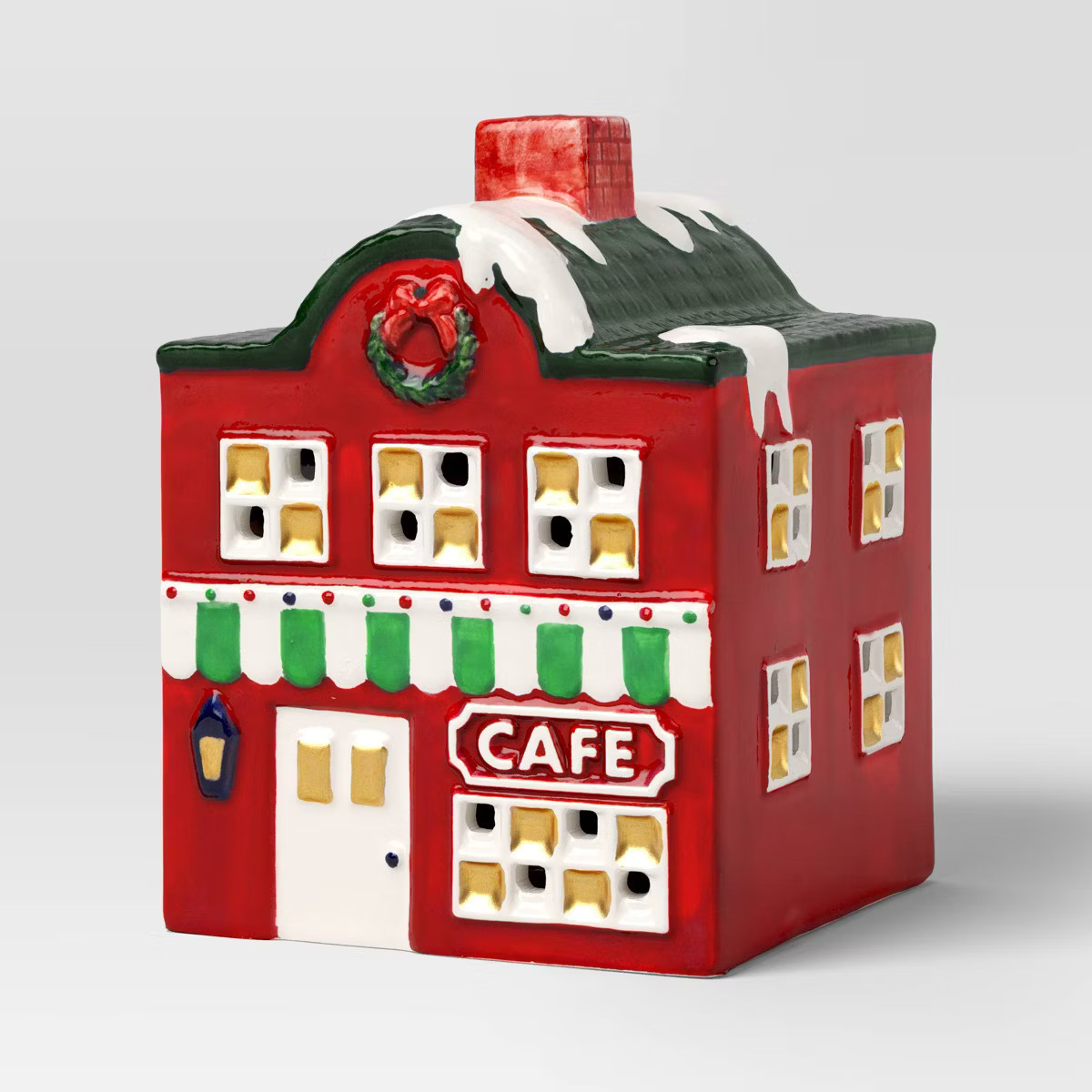 Christmas Earthenware Painted Decorative LED House Red - Threshold™ | Target