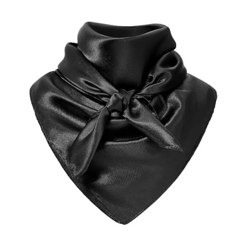 American Trends Wild Rag Cowboy Scarf for Men 35 Inch Western Head Scarf Silk Feeling Cowboy Scarves Neck Bandana Black | Amazon (US)