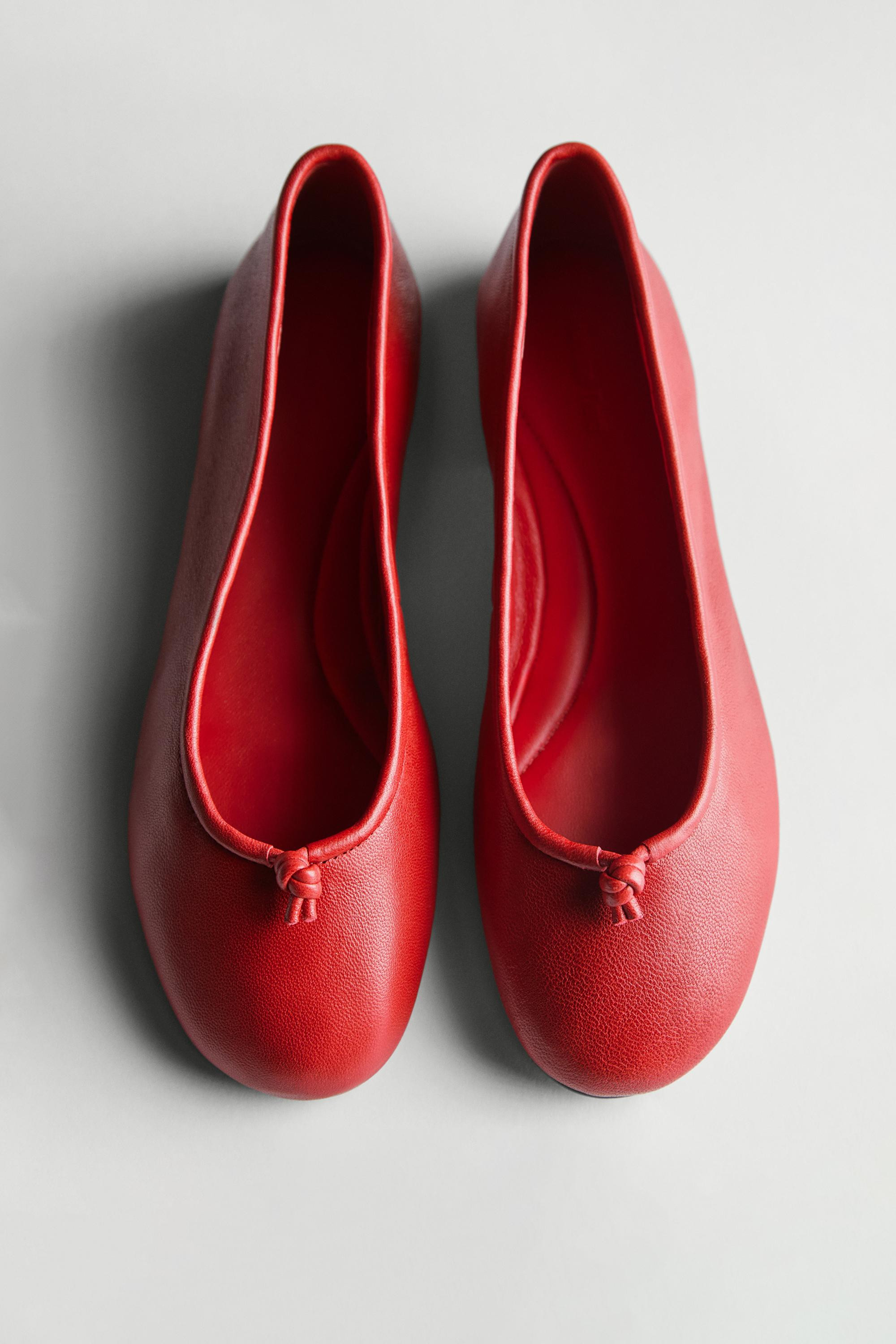 Leather ballet flats with knot | Massimo Dutti UK