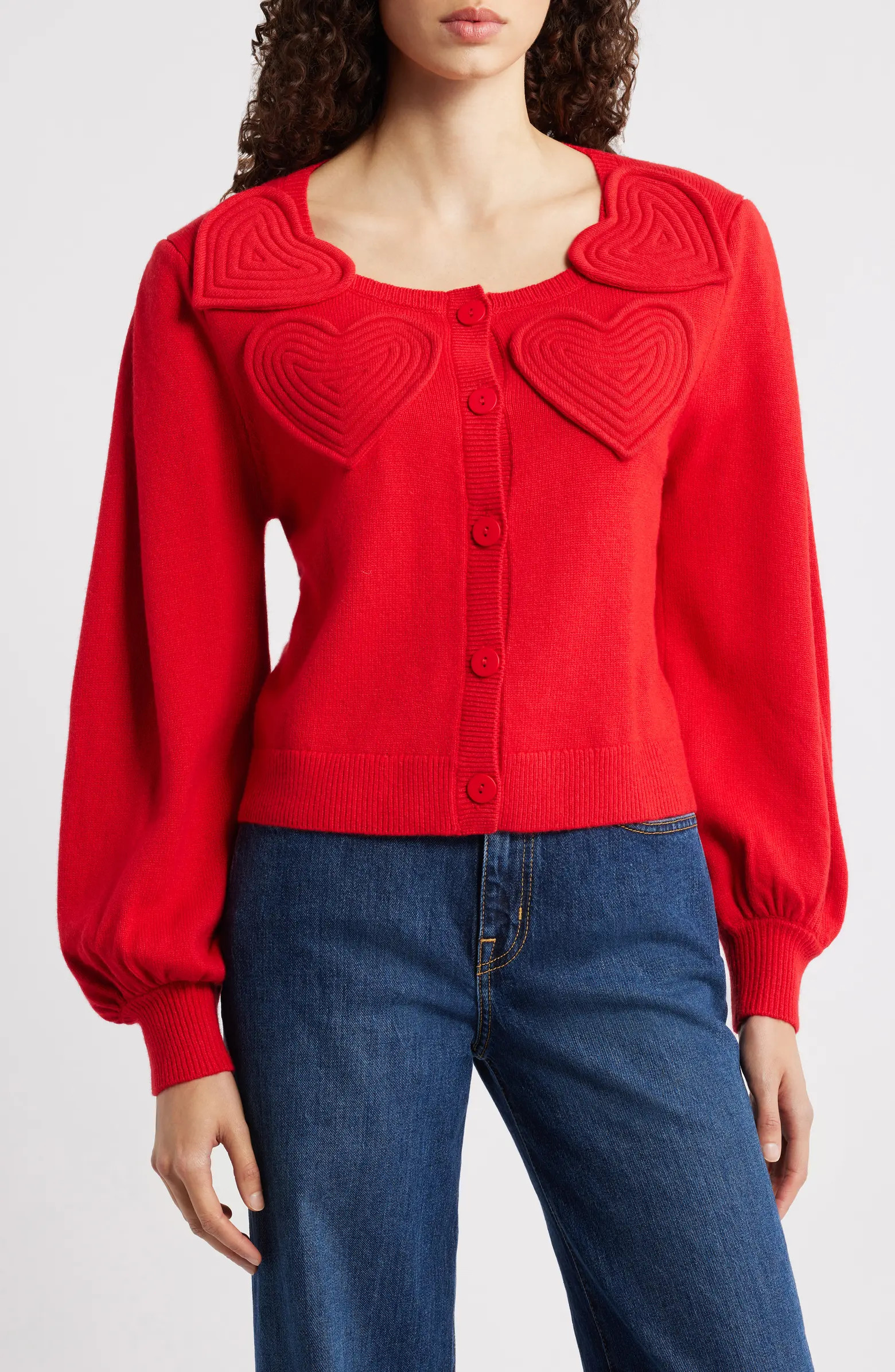 Red Heartful Knit Cardigan | Nordstrom