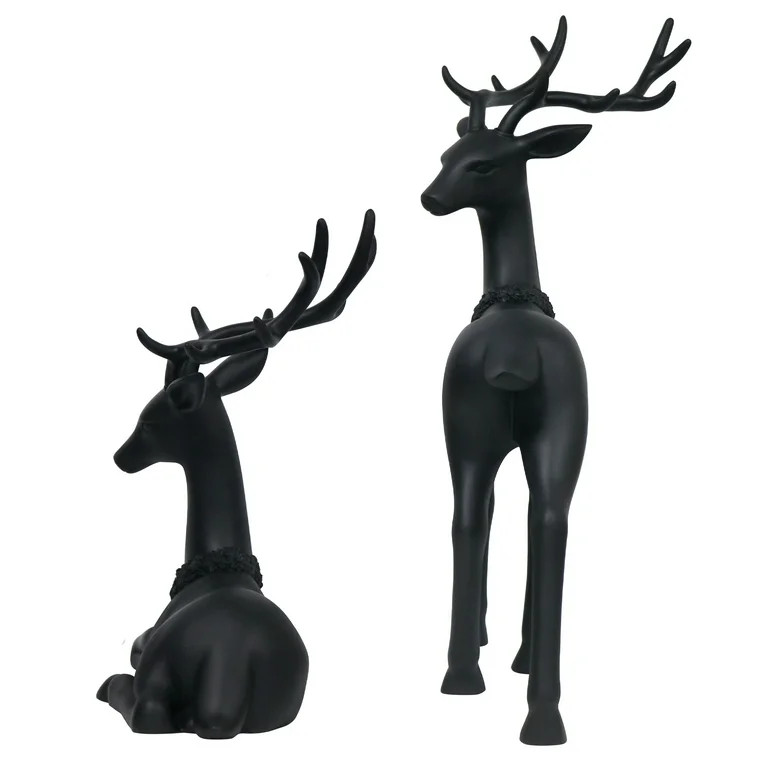 Blow Mold Deer Outdoor Christmas Decoration, Black, Set of 2, by Holiday Time | Walmart (US)