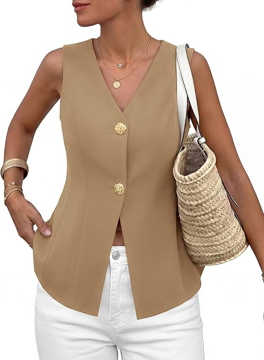 PRETTYGARDEN Womens Summer Sleeveless Suit Vest Tops 2026 Dressy Button Down Business Casual Blaz... | Amazon (US)