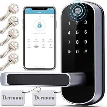 Dermum Smart Lock, Keyless Entry Door Lock, Smart Door Lock, Smart Lock for Front Door, Door Lock... | Amazon (US)