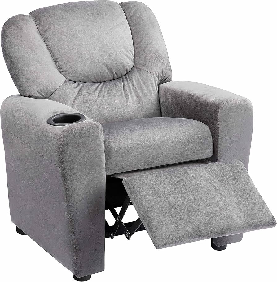 Naomi Home Suri Push Back Kids Recliner Microfiber/Gray | Amazon (US)