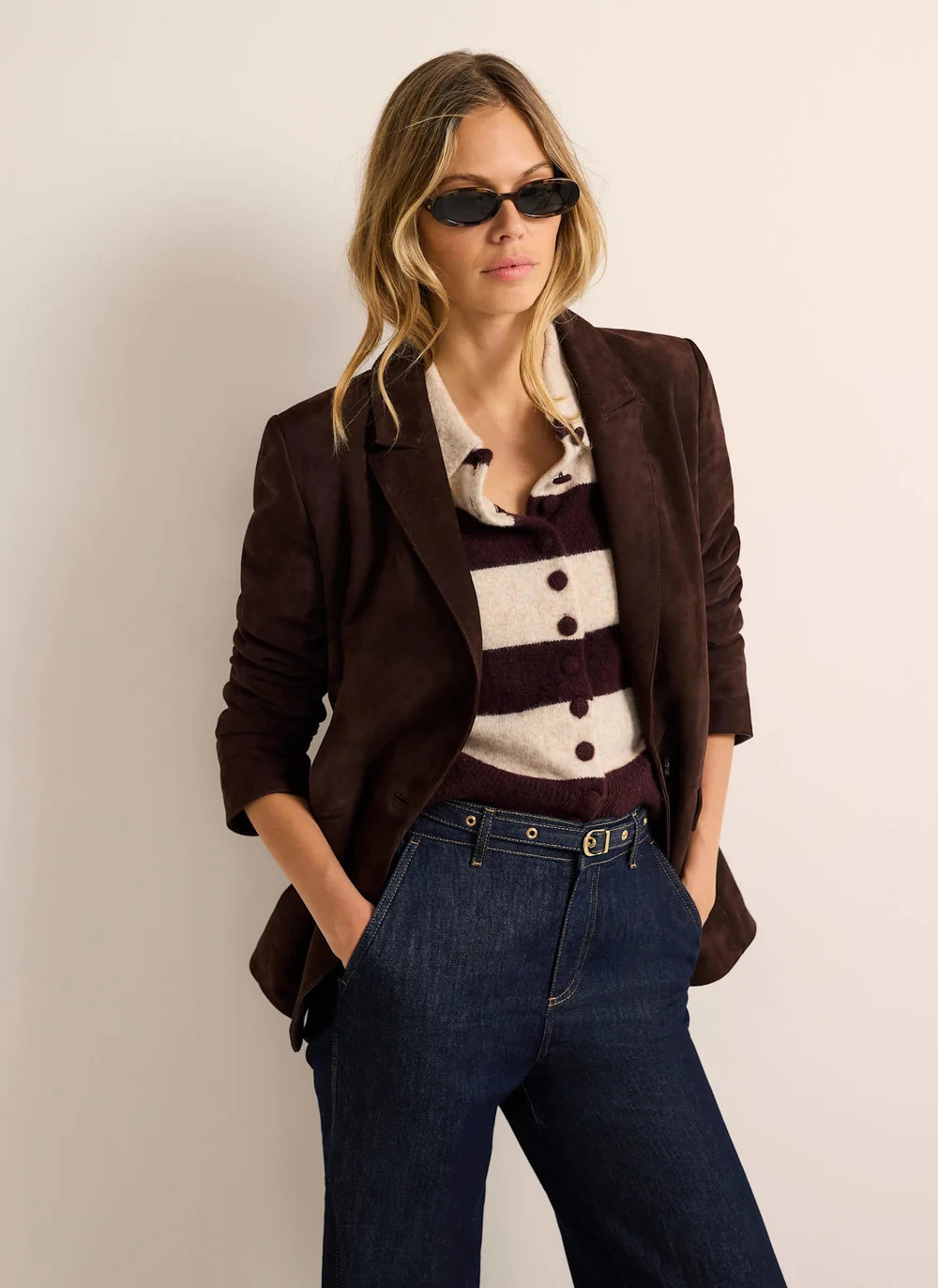Brown Suede Blazer | Mint Velvet