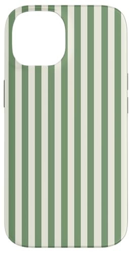 Cream and Green Stripes Geometric Vertical Lines Pattern Case for iPhone 14 | Amazon (US)