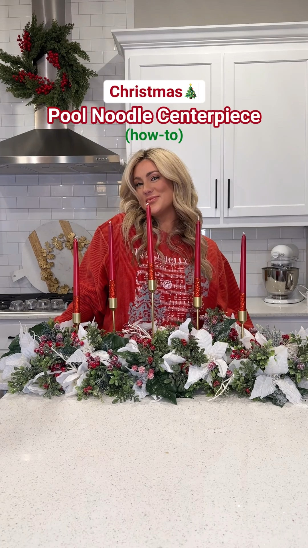 Christmas DIY pool noodle centerpiece  that’s easy and looks amazing on any table scape or counter top! I made this from Michael’s floral stems and picks! Christmas DIY, Christmas decor, holiday decor, Christmas hosting, holiday diy 

#LTKHoliday #LTKSeasonal #LTKHome