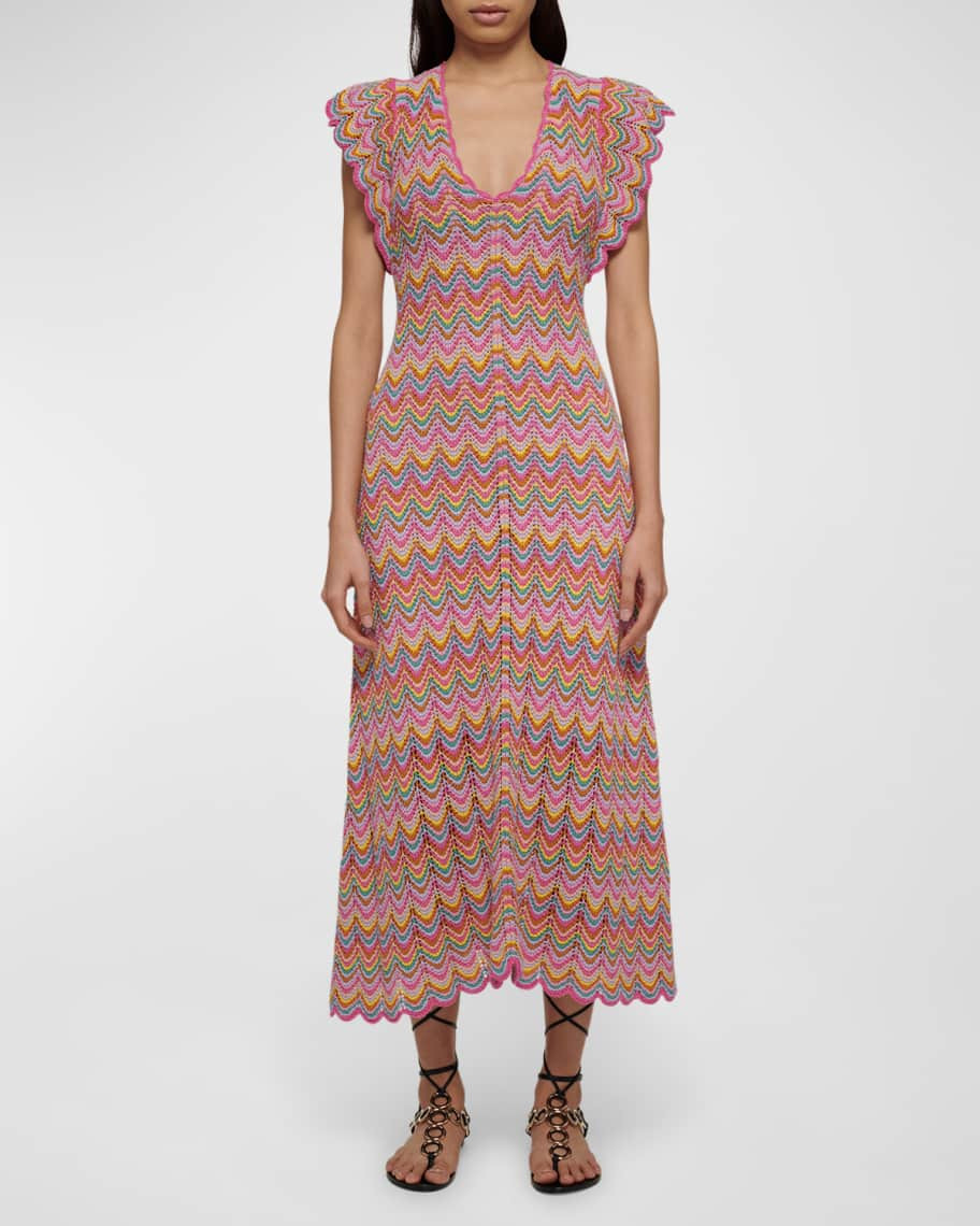 Derek Lam 10 Crosby Tahra Scalloped Maxi Dress | Neiman Marcus