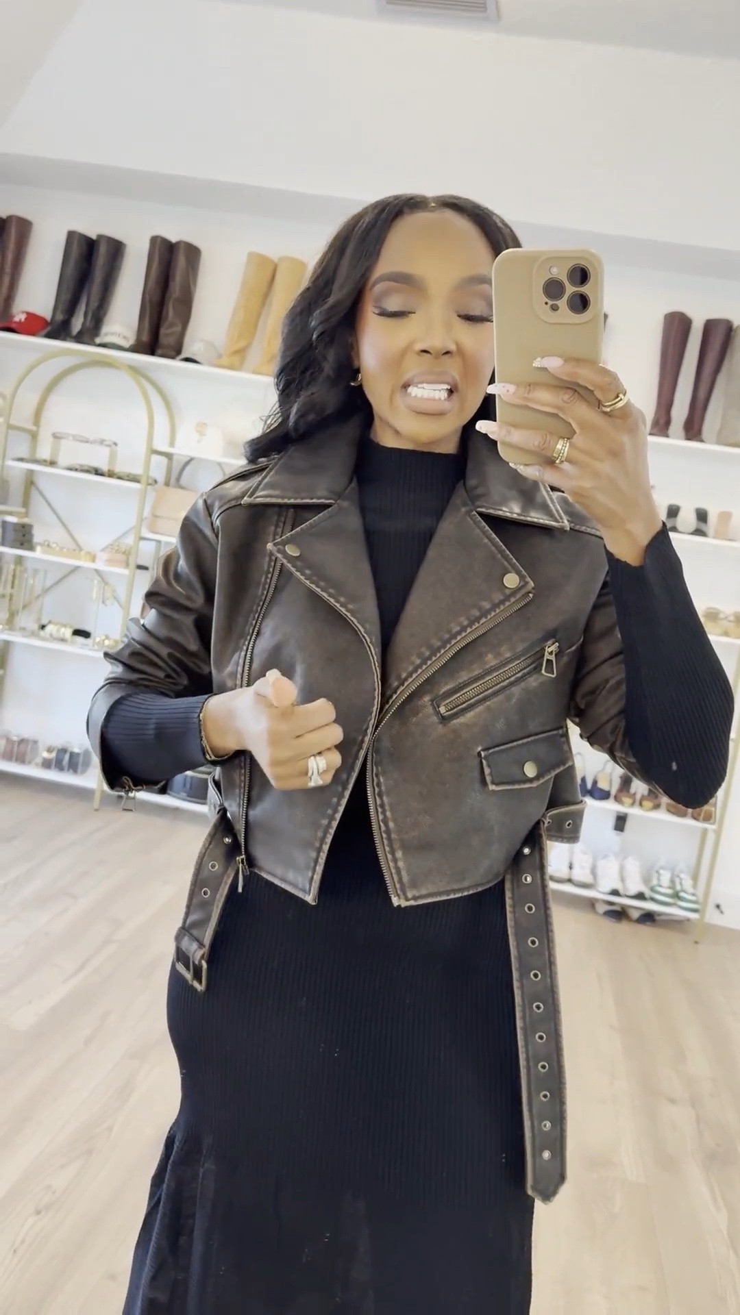 ✨ Leather & Little Black Dress — a timeless combo that never misses.

A sleek black midi dress paired with a structured leather jacket instantly elevates the look while keeping it effortless. The contrast between soft and structured makes this outfit feel intentional, confident, and endlessly wearable. One of those pieces you’ll keep restyling — with heels, boots, or even sneakers — so the cost per wear keeps dropping.

Perfect for:
• Dinner plans
• Date nights
• Girls’ night out
• Elevated everyday moments

📏 Sizing:
Dress: Small  
Jacket: Small  
Heels: True to size  

Measurements:
5’4” · 138 lbs · 34D · 27” waist · 40” hips

Tap to get details and save this look to recreate later.

Classic black dress outfit, leather jacket styling, chic night out looks, elevated minimal outfits, capsule wardrobe staples.

Follow me on Instagram and YouTube @kirasfashionfinds

Follow my LTK @kirasfashionfinds on the @shop.LTK app to view this post and get my exclusive app-only content!