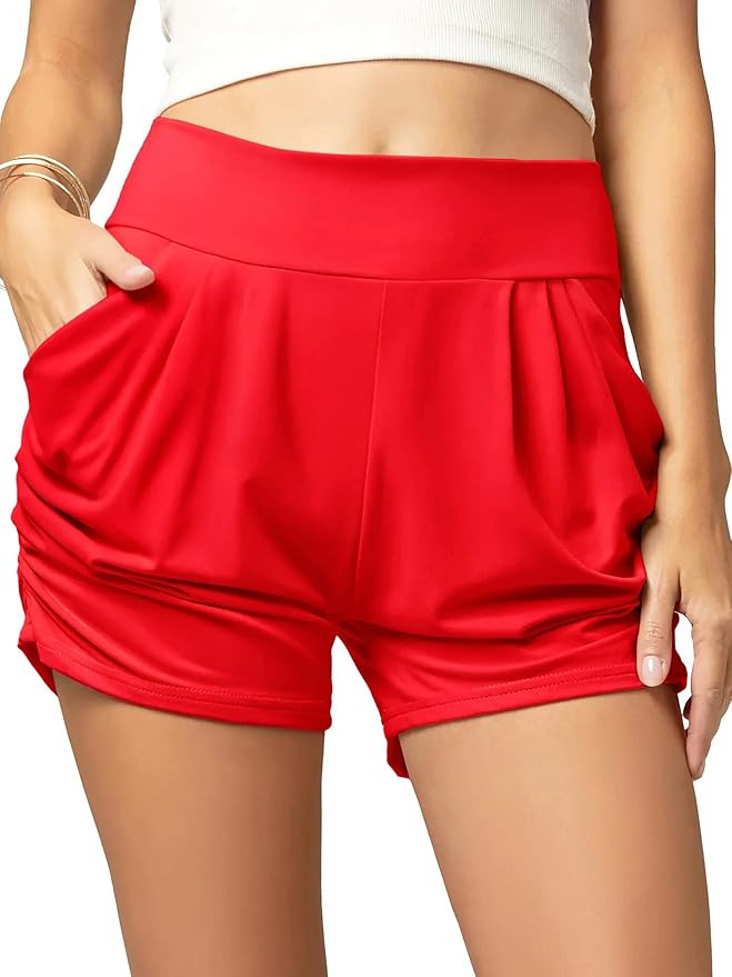 Conceited Women’s Shorts with Pockets - Ultra Soft Stretch - High Rise - Casual - Pleated | Amazon (US)