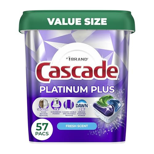 Cascade Platinum Plus Dishwasher Pods, Dishwasher Detergent, Dish Detergent Soap, Fresh, 57 Count | Amazon (US)