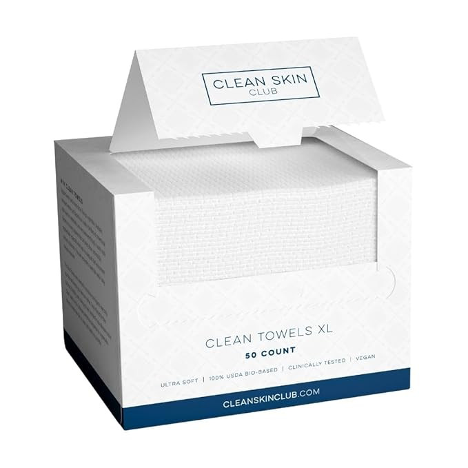 Clean Skin Club Clean Towels XL, 100% USDA Biobased Dermatologist Approved Face Towel, Disposable... | Amazon (US)
