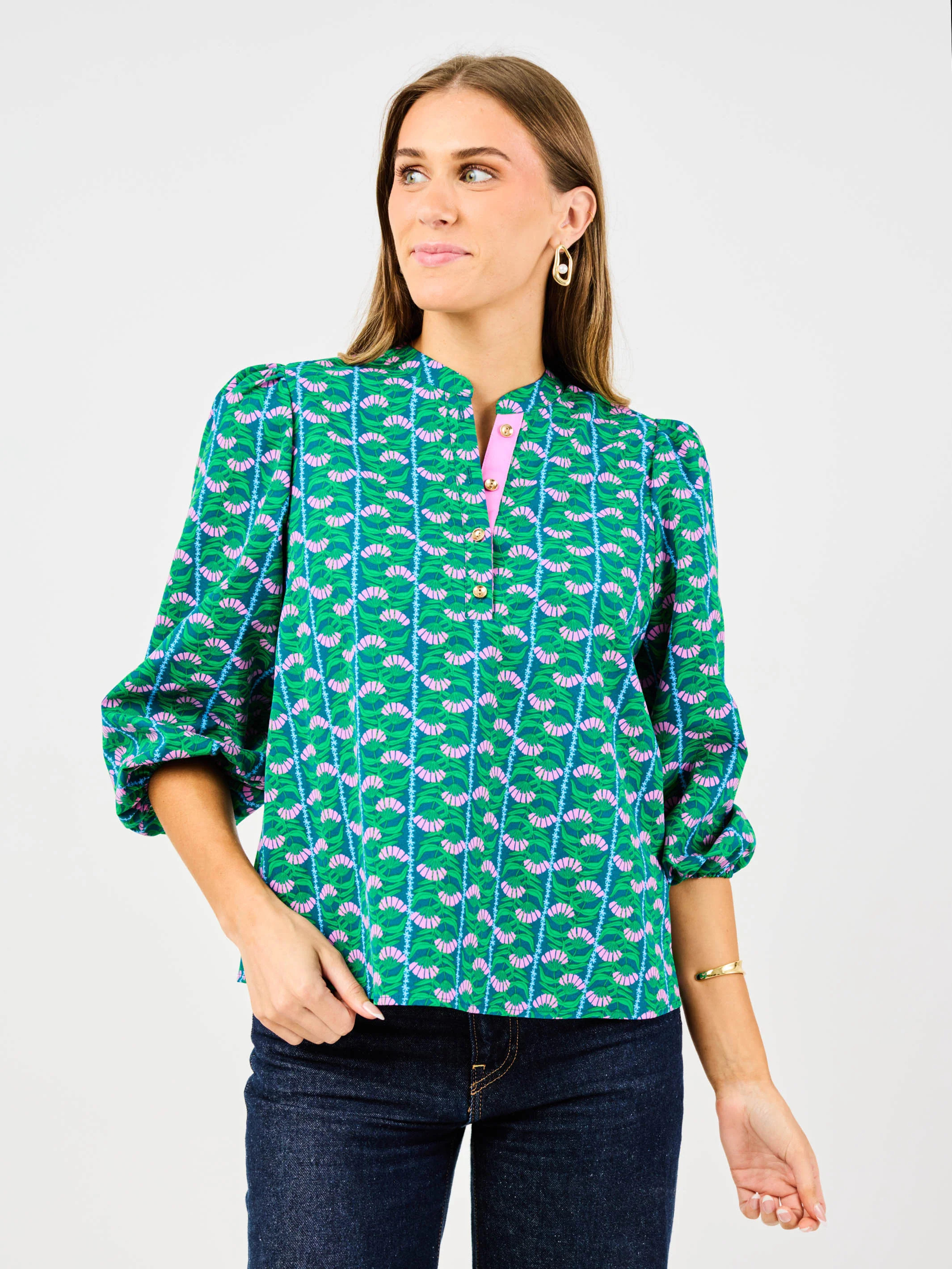 Lia Top | Honey Vines Green | Mary Square