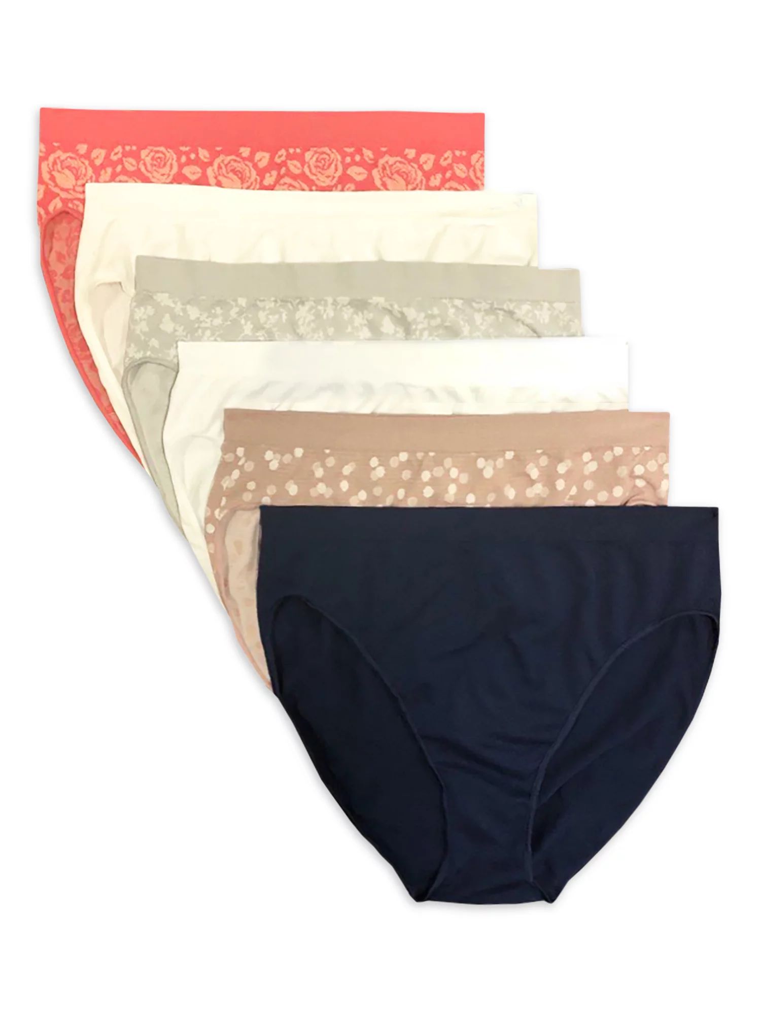 Secret Treasures Women's Seamless High-Cut Panties, 6-Pack - Walmart.com | Walmart (US)