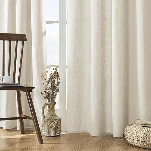 Joydeco Linen Curtains 120 inch Length 2 Panel Set, Light Filtering Curtain for Living Room Bedroom, 52 inch Wide Drapes with Rod Pocket Back Tab | Amazon (US)