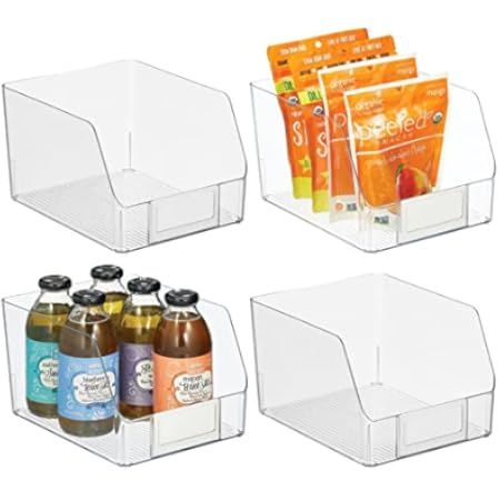 mDesign Extra Large Household Stackable Plastic Food Storage Organizer Bin Basket with Wide Open Fro | Amazon (US)