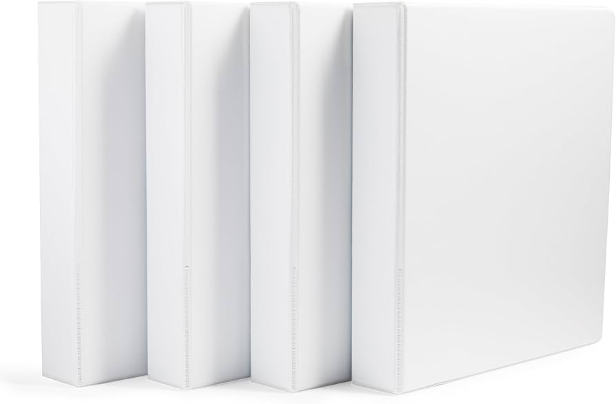 Amazon Basics 3 Ring Binders, 1.5 Inch, 4 Pack, D-Ring Organizer for School, Home Office, White | Amazon (US)