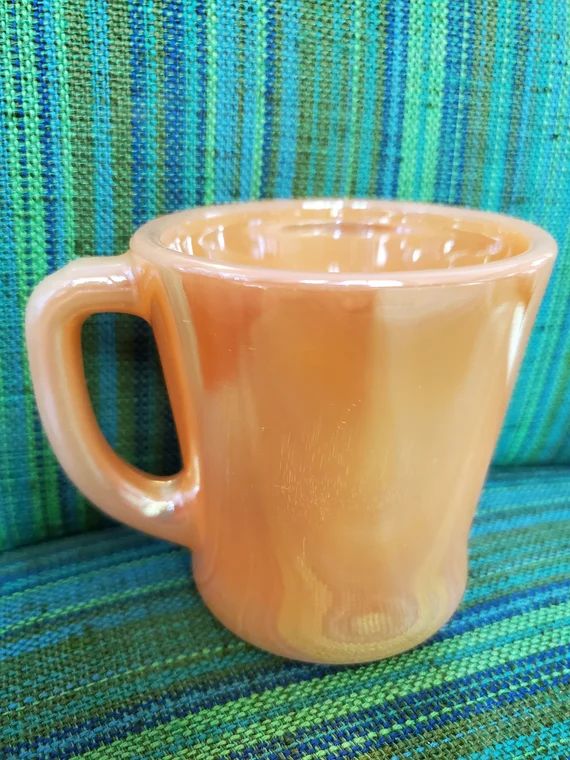 1960s Fire King Peach Luster Milkglass Mug | Etsy | Etsy (US)
