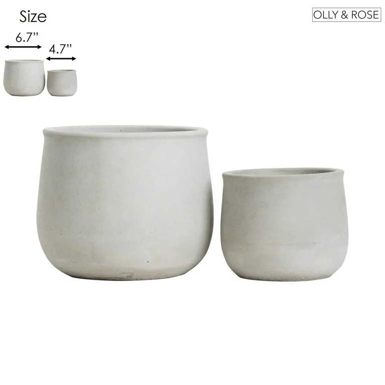 Olly & Rose Natural Ceramic Cement Planter Set 2 Plant Pots Natural Light Gray Indoor Outdoor Pla... | Walmart (US)