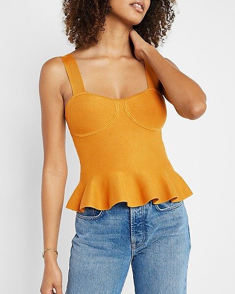 Body Contour Sleeveless Ruffle Peplum Sweater | Express