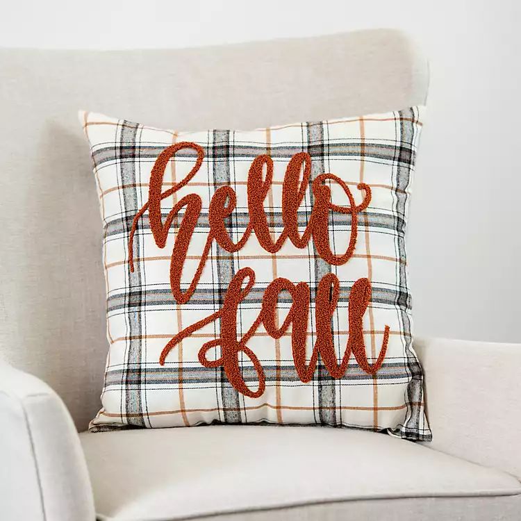 Plaid Hello Fall Pillow | Kirkland's Home