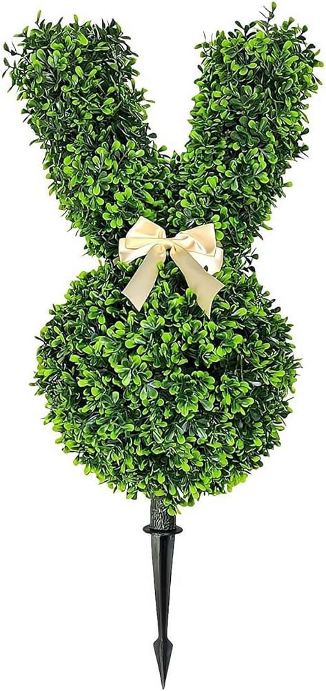 Artificial Bunny Tree Easter Decor, 28inch Artificial Cypress Topiary Tree, Faux Boxwood Bush Pla... | Amazon (US)