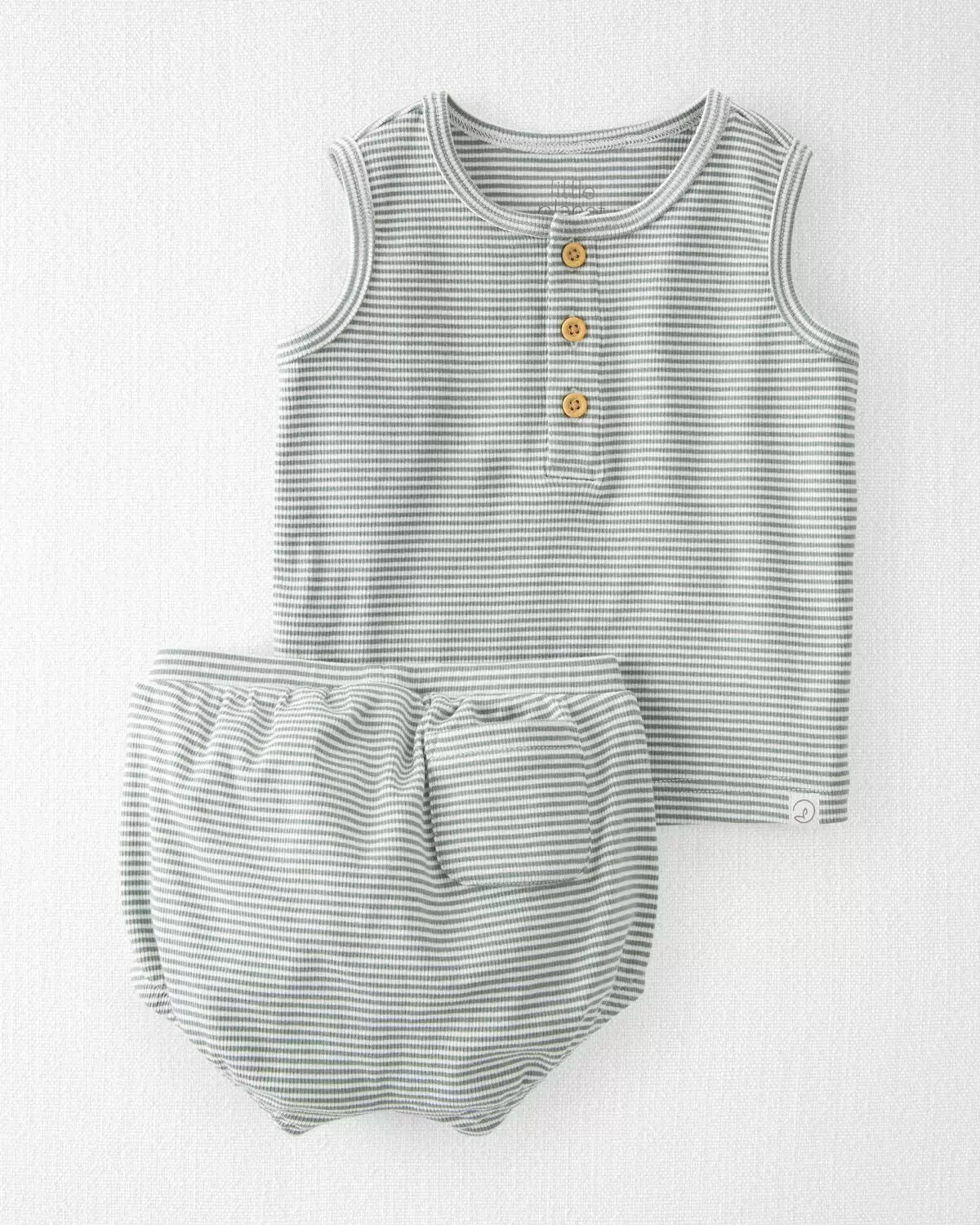 Sage Stripe Baby 2-Piece Organic Cotton Rib Set | carters.com | Carter's