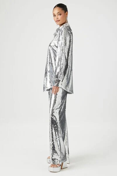 Metallic Sequin Shirt & Pants Set | Forever 21 (US)