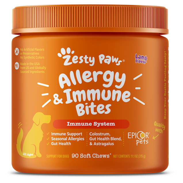 Zesty Paws Lamb Allergy & Immune Bites Soft Chews for Dogs, 11.1 oz., Count of 90 | Petco