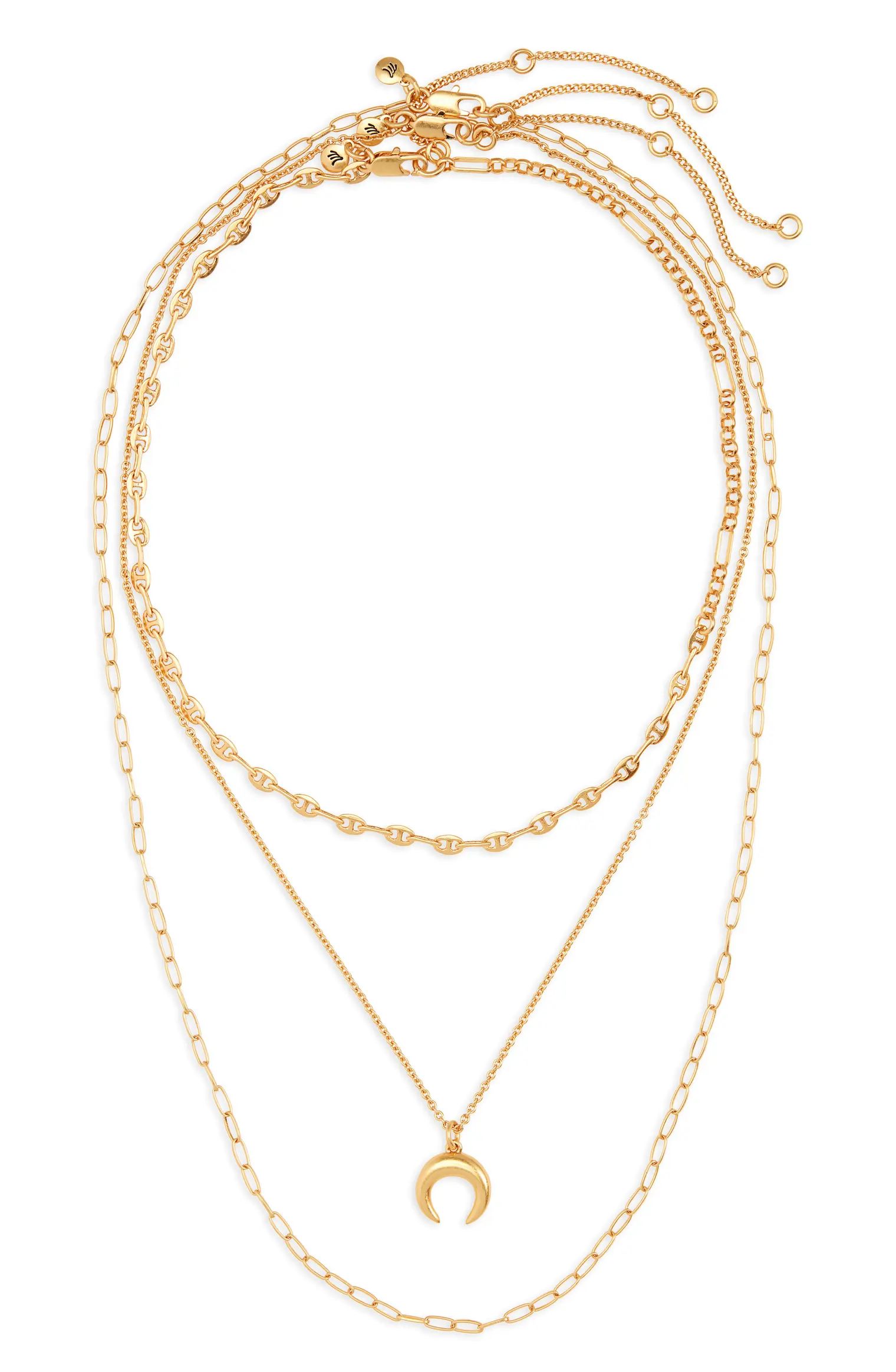 Mixed Chain Chunky Crescent Moon Necklace Set | Nordstrom