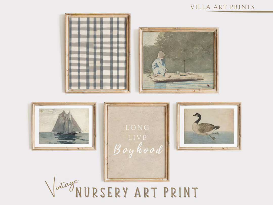 Vintage Boy Nursery Wall Art Print Set Farmhouse Nursery Art Prints Neutral Boy Room Decor Countr... | Etsy (US)